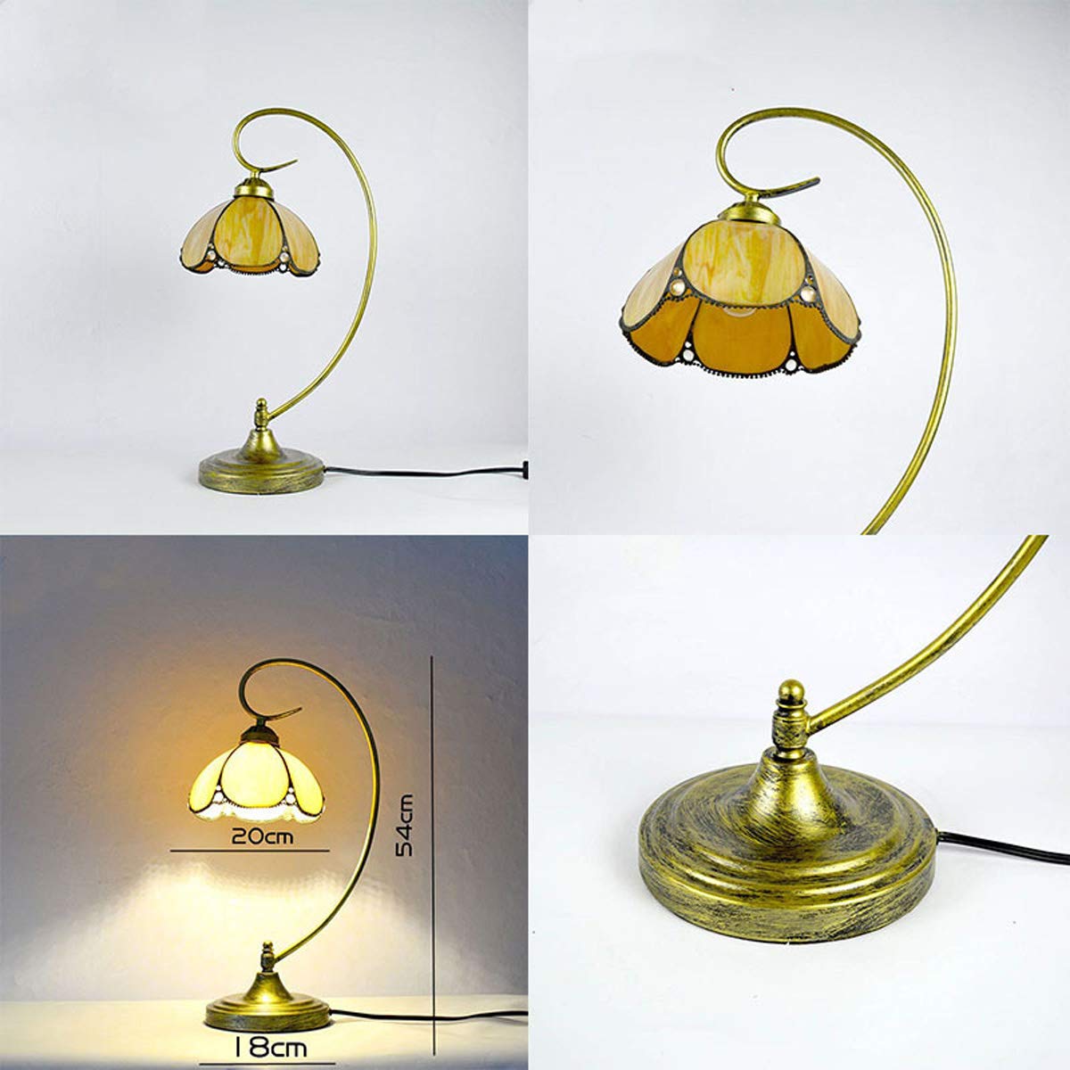 GDLight Tiffany-Stil Mittelmeer-Tischlampe Gelb-Buntglas-Schreibtischlampe Gooseneck Kinder-Nachtlichter für Nacht Wohnzimmer Schlafzimmer Arbeitszimmer Lese