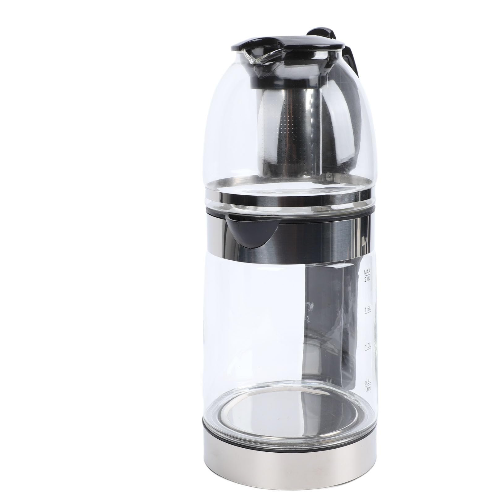 AUNMAS Elektrischer Türkischer Teebereiter, 2000 W, Glas-Teekessel mit Borosilikatglas-Teekanne und Edelstahl-Ei für die Zubereitung von Schwarzem Tee und Kräutertee (EU-Stecker)