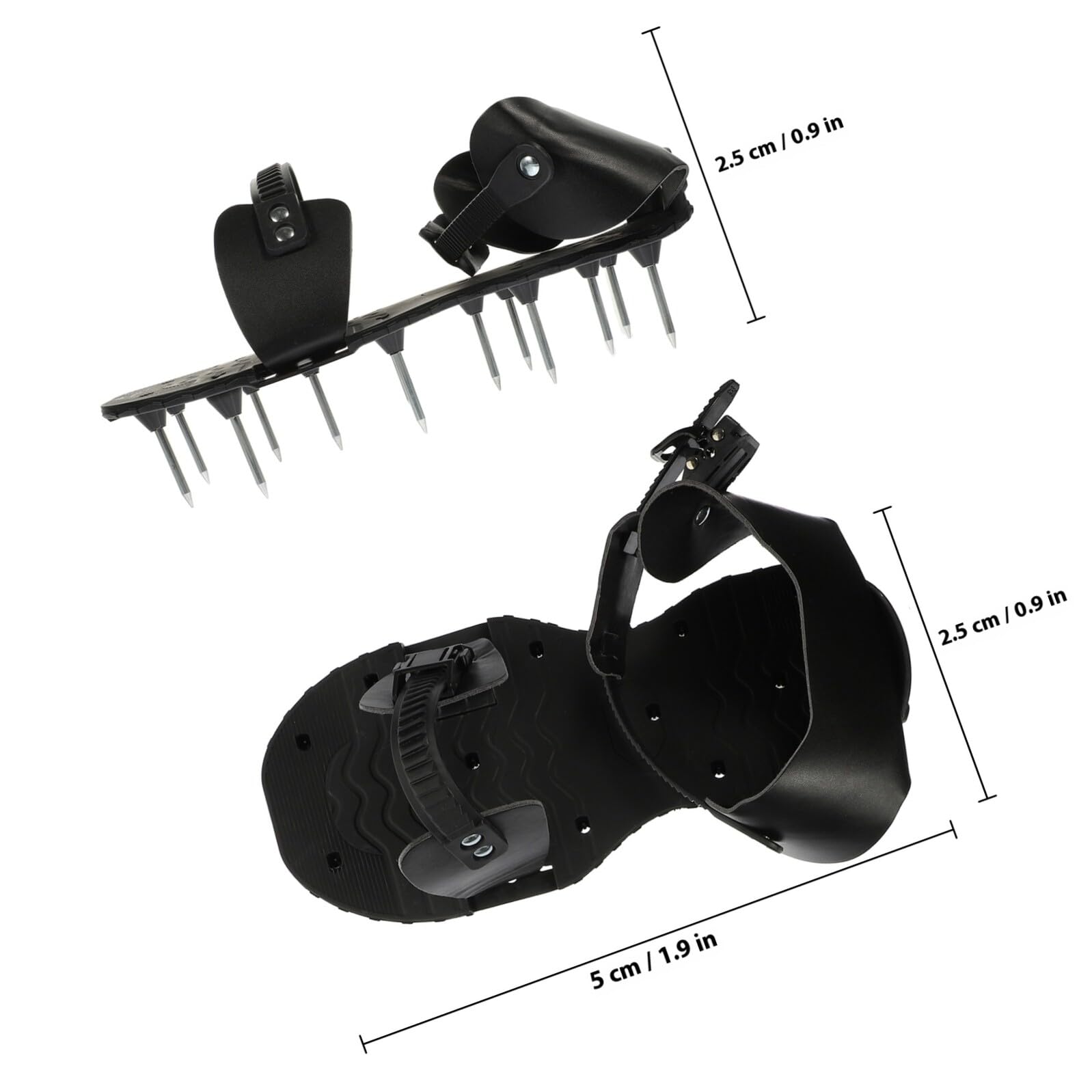 ORFOFE Zapatos Aireadores para Césped Negro de PU Correas Ajustables para Jardinería, Herramienta Manual Heavy Duty para Airear Suelo en Jardín