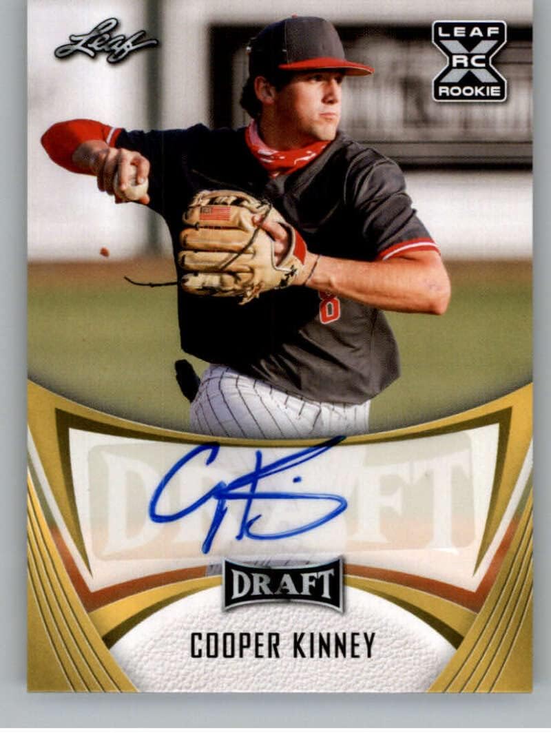 2021 Leaf Draft Retail Autographs Gold #BA-CK1 Cooper Kinney RC Rookie Card Auto Autograph XRC Draft/Prospect Baseball Card in Raw (NM or Better) Condition