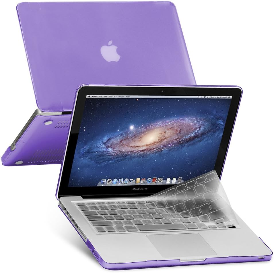 GMYLE Plastic Hard Shell Case & Keyboard Cover Only Compatible Old MacBook Pro 13 Inch (A1278 CD-ROM), Release Early 2012/2011/2010/2009/2008, Purple