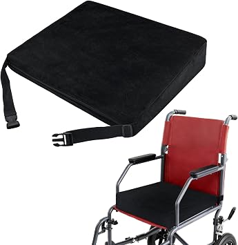 JZHLLA Wedge Wheelchair Seat Cushion Velvet and High Density Foam Wheelchair Cushions with Adjustable Elastic Strap 16 * 18 * 2-4 Inch Chair Support for Wheelchair Office Car