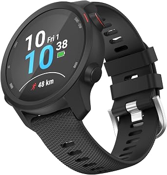 OVERSTEP Compatible with Garmin Venu 2 Plus, Venu SQ Band, 20mm Wrist Strap Quick Release Waterproof Soft Silicone Bands for Vivoactive 3 Music, Vivomove Hr, Forerunner 645/245 Music Smartwatch, Black