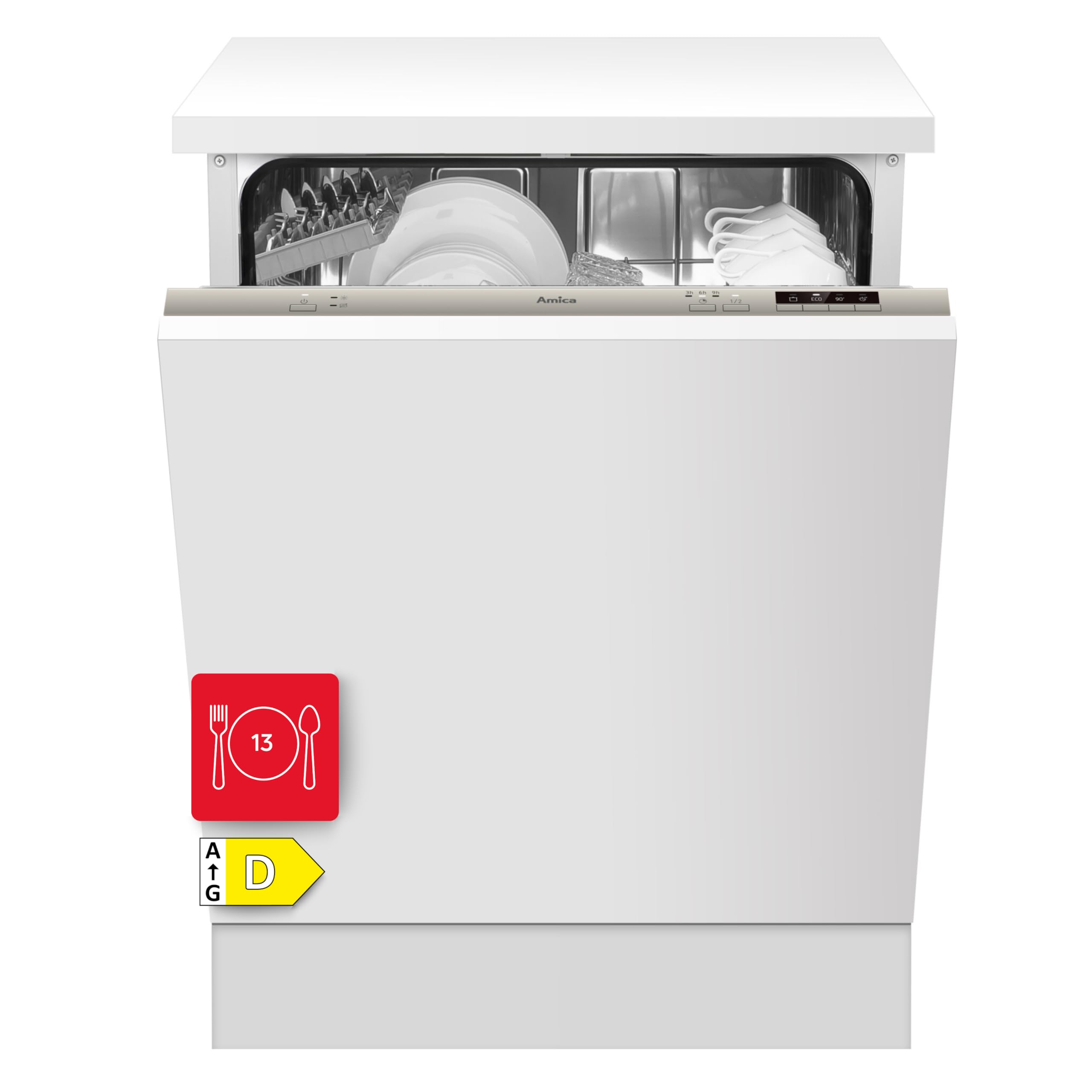 Amica EGSPV 593 911 Einbau-Geschirrspüler 13 Maßgedecke 3 Körbe 47dB Energieeffizienzklasse D