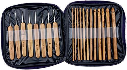 LissomPlume - Juego de agujas de ganchillo ergonómicas con estuche para manos artriticas, talla única , 20 Pcs