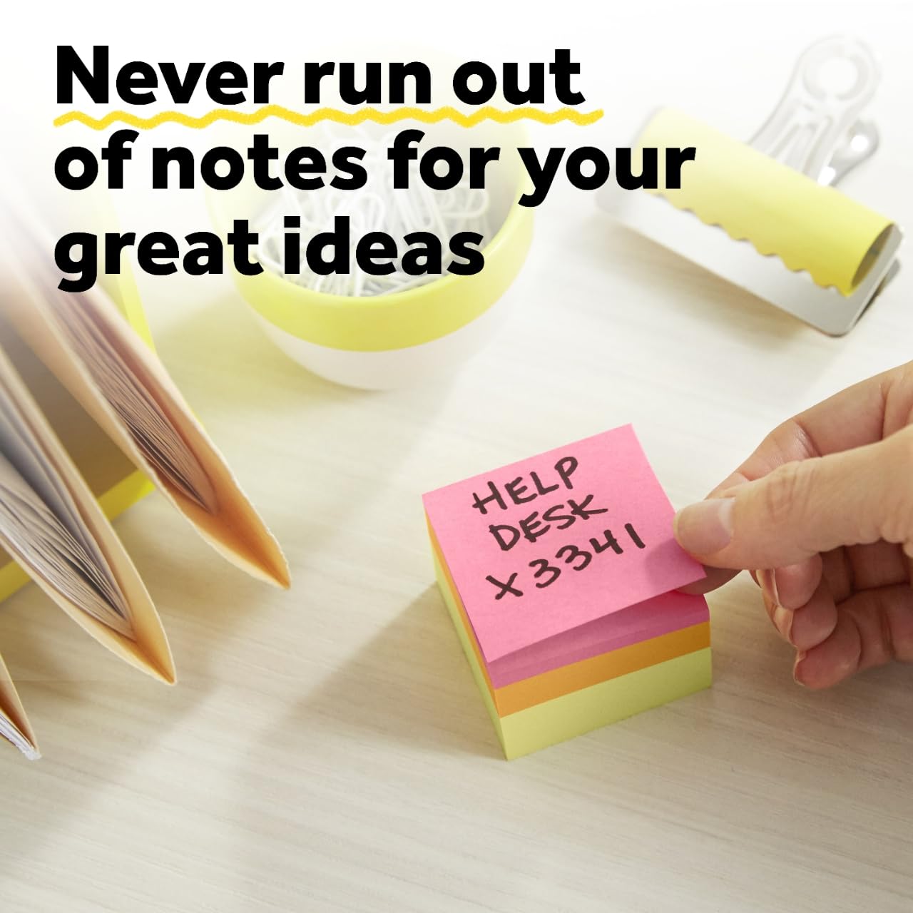 Post-it Notizwürfel, 4,2 cm x 4,2 cm, 3 Haftnotizen, 400 Blatt, verschiedene helle Farben