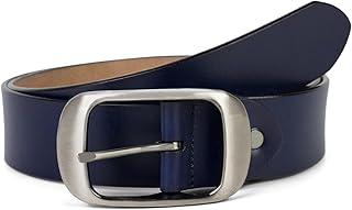 cinturón de cuero auténtico monocolor con superficie brillante y hebilla grande, acortable, unisex 03010104