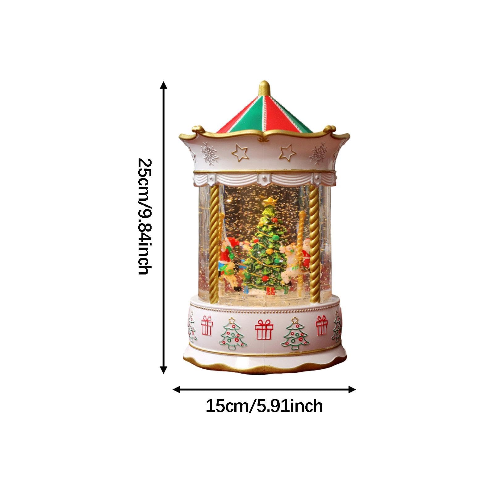MERIGLARE Caja de Música Globo de Nieve Centro de Mesa Decoración Navideña Esfera de Cristal con Nieve Giratoria Y Alimentación USB Adecuado para Regalos, árbol Blanco, Individual