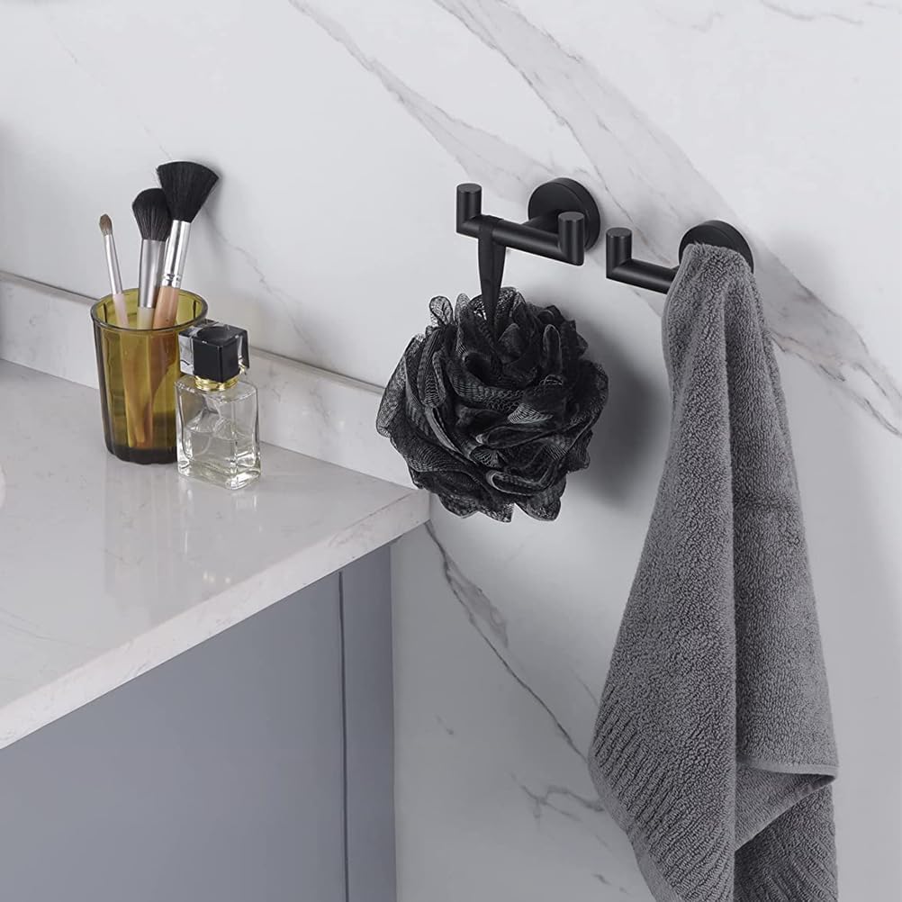 Cabilock 2pcs Stainless Steel Double Towel Hook Heavy Duty Wall-Mounted Organizer for Bathroom and -Saving Design Rustproof Material for Towels and Robes Finish