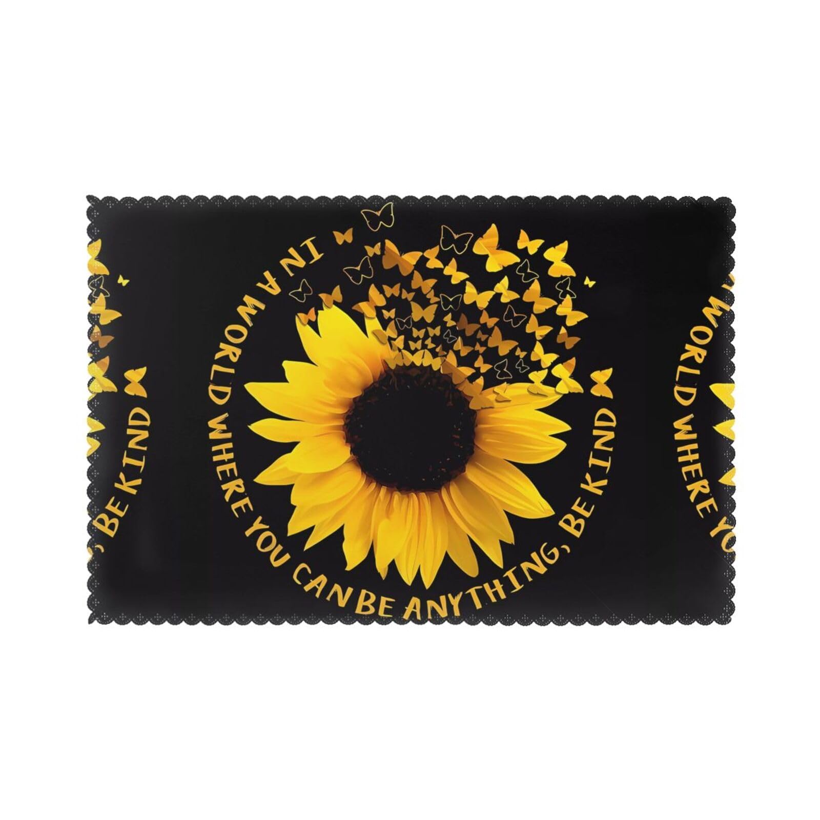 YYHHAOFA Sunflower on Black Background Prints Placemats Set of 6 12x18in – A Thoughtful Housewarming Gift for Stylish Hosts