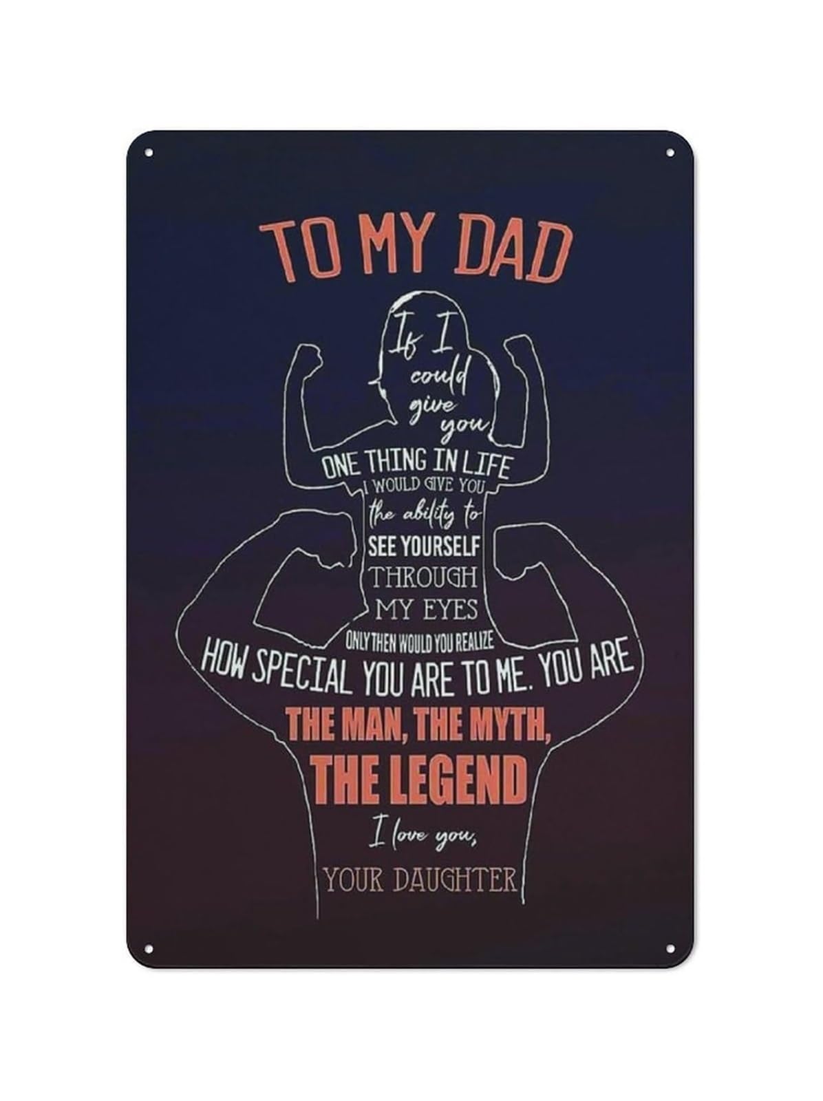 AUOQKQUT Daughter to Dad Gift Metal Sign I Love You Father Quote Vintage Tin Sign for Dads Office Desk Man Cave Wall-Art Fathers Day Present (8 X 12 inch)