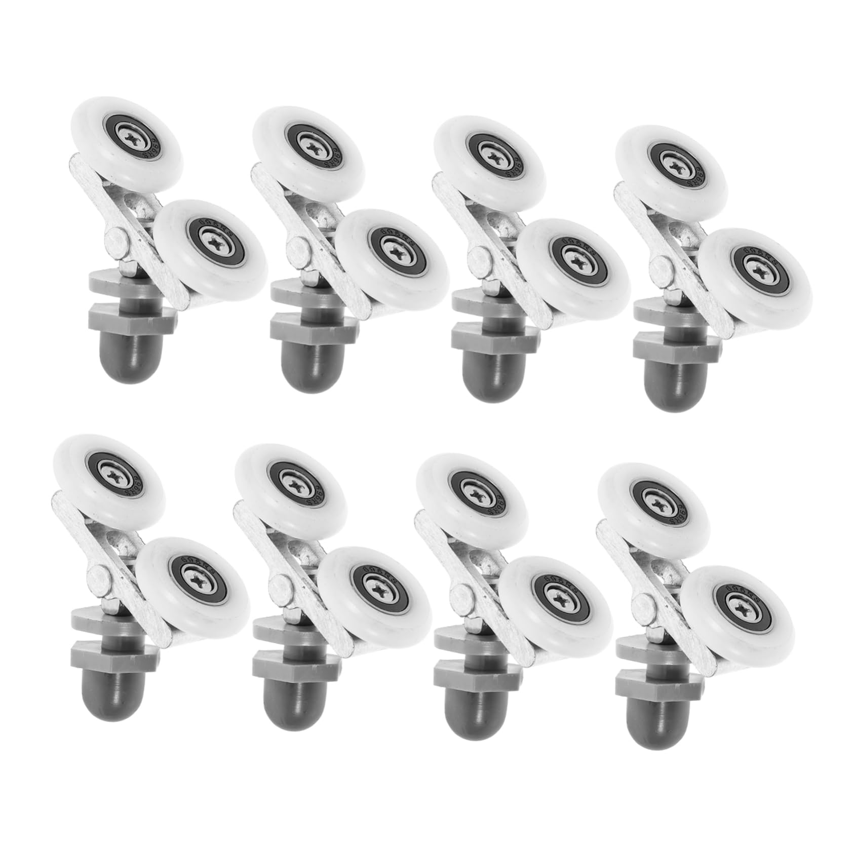 Angoily 8pcs Double Wheel Shower Door Rollers for Bathroom Easy Installation Glass Sliding Door Hardware Sturdy Replacement Wheels for Shower Room
