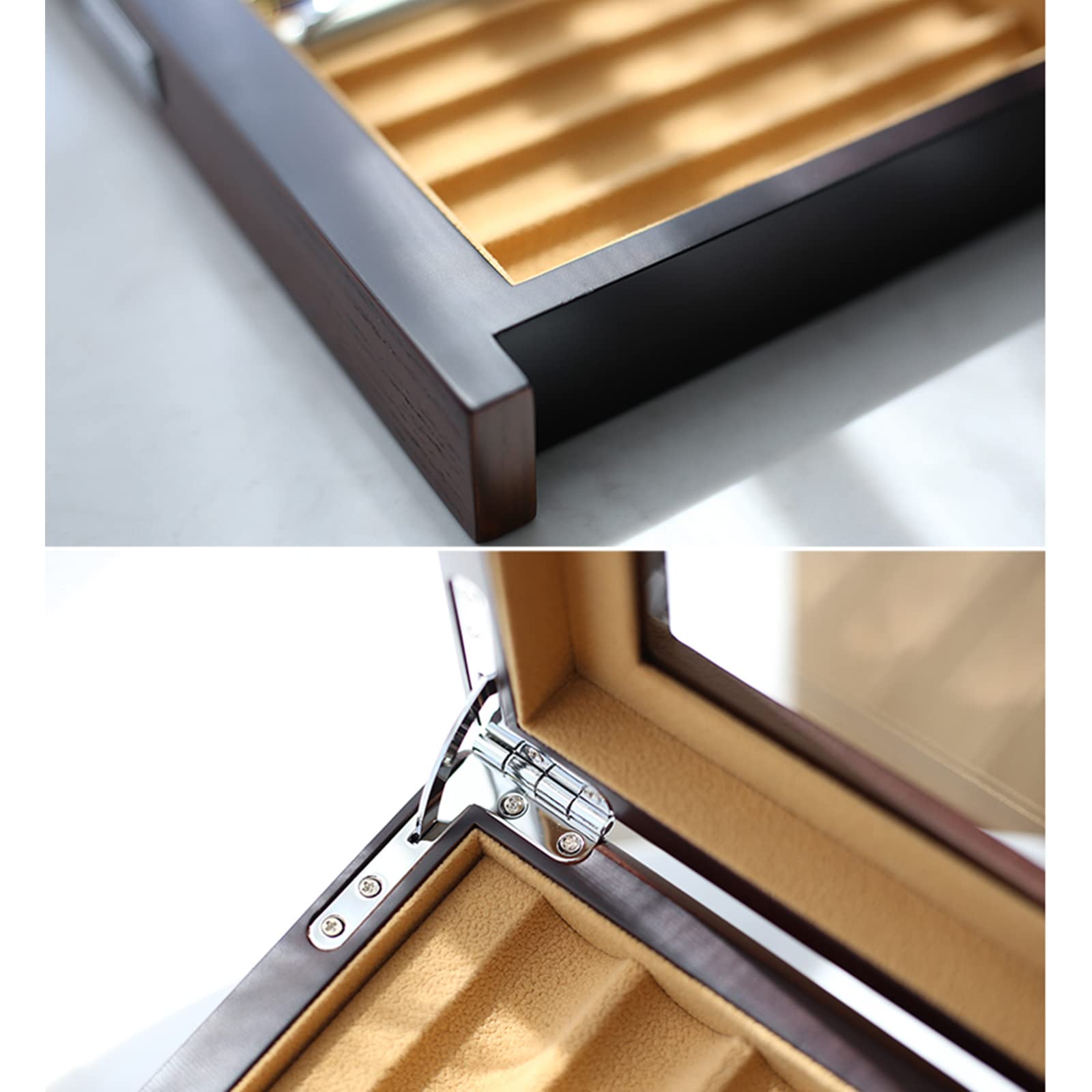 Stift-Präsentationsbox aus Holz, elegante Aufbewahrung für Füllfederhalter-Sammler mit Glasfenster und Schubladen, 3-stöckiger Organizer für Büro-Desktops und Schreibbedarf