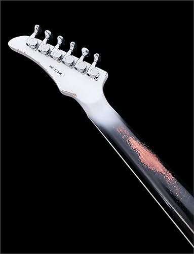 Miniatura 5 de KGD Relic - Guitarra eléctrica, tuerca de hueso, guitarra de metal pesado de 6 cuerdas, guitarras profesionaleseléctricas para adultos (negro y