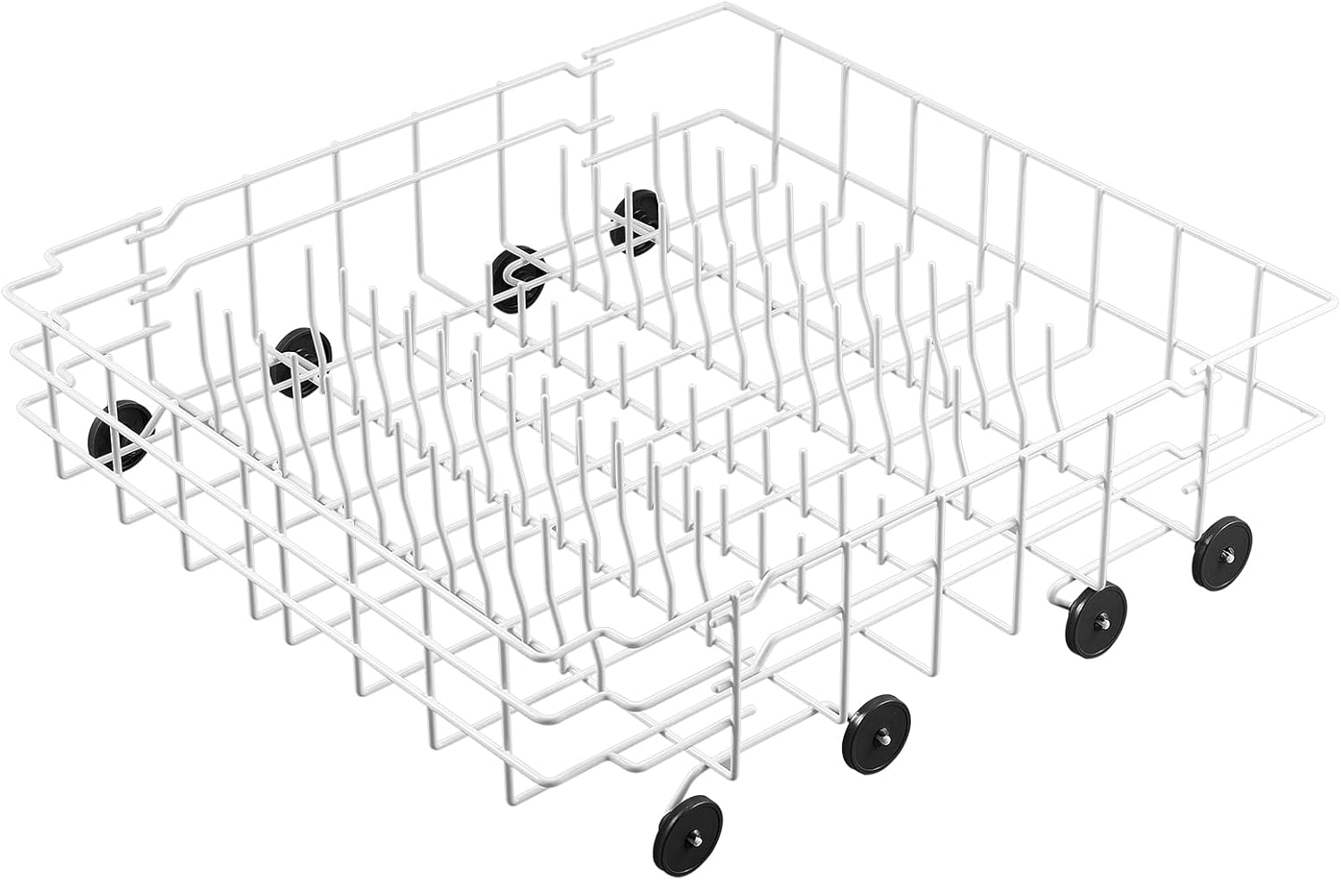 Allstare 808602302 Dishwasher Lower Rack Replacement Parts for Frigidaire Kenmore Dishwasher Parts Lower Dishrack Assembly with 154174501 Wheels (Black) 154432602 FDB1050REB0 Dishwasher Bottom Rack