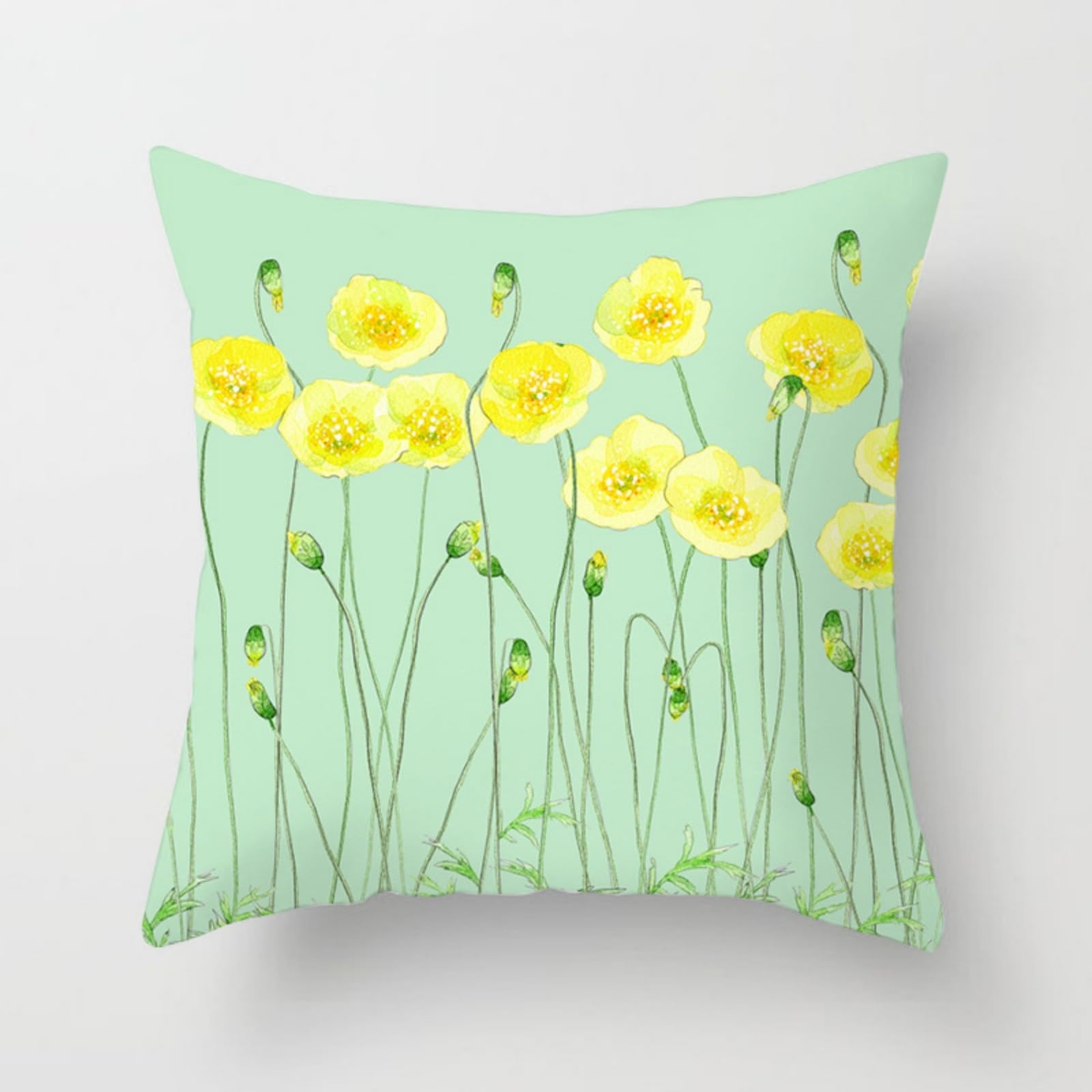 wxlmom Cushion Covers 40cm x 40cm Yellow Green Pillowcase Invisible Zipper
