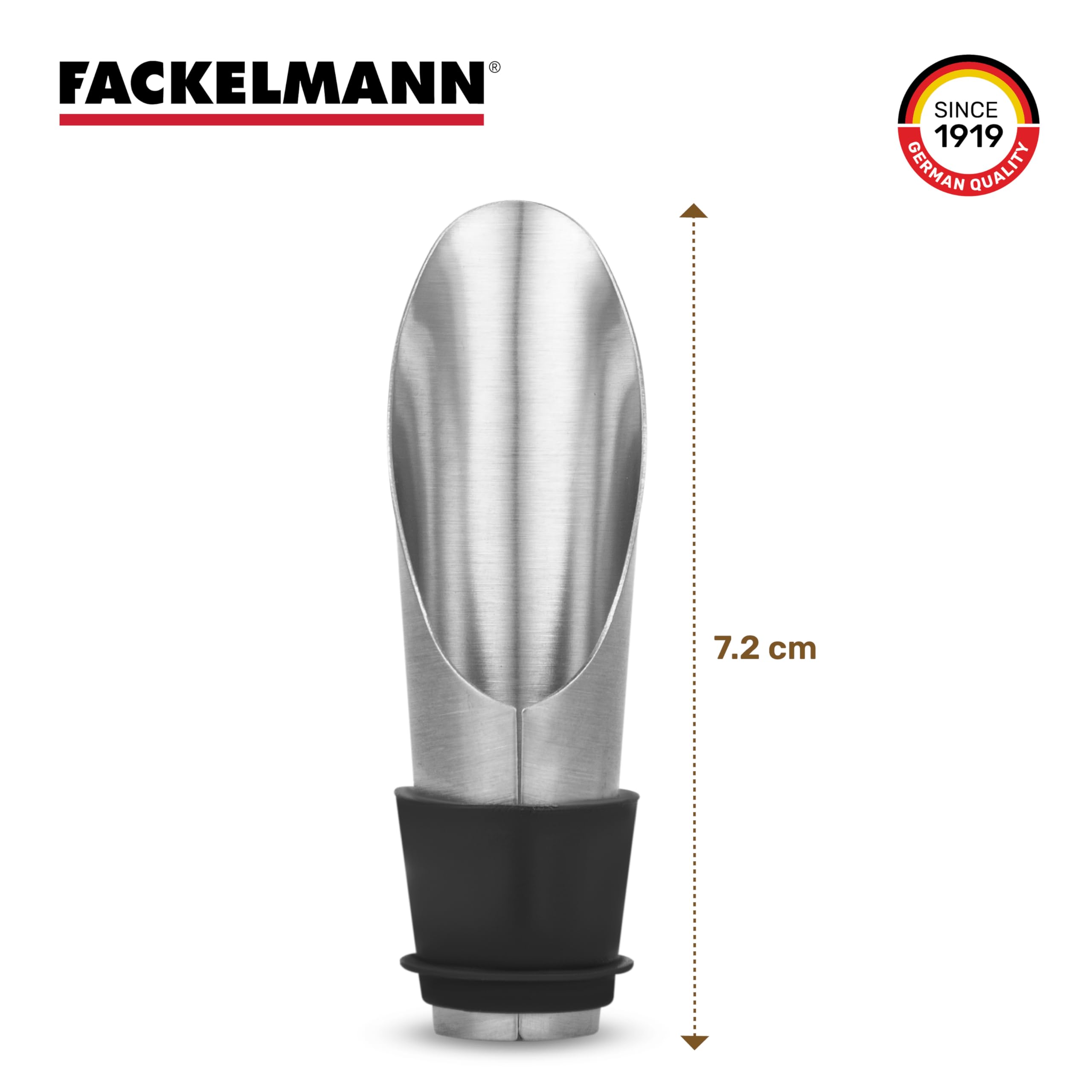 Bec Verseur à Vin Fackelmann - Acier Inoxydable Et Silicone, 7.5 Cm, Couleur Argent/Noir