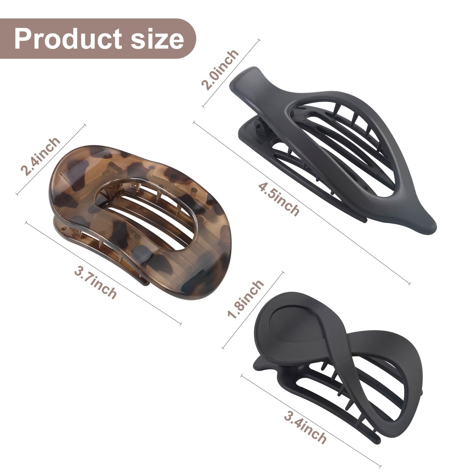 Flat Hair Claw Clips for Women and Girls Thick Thin Hair Large Non Slip Jaw Clips Strong Hold Lay Flat Claw Grips Hair Styling Accessories 3 style 6 Pieces - Image 2