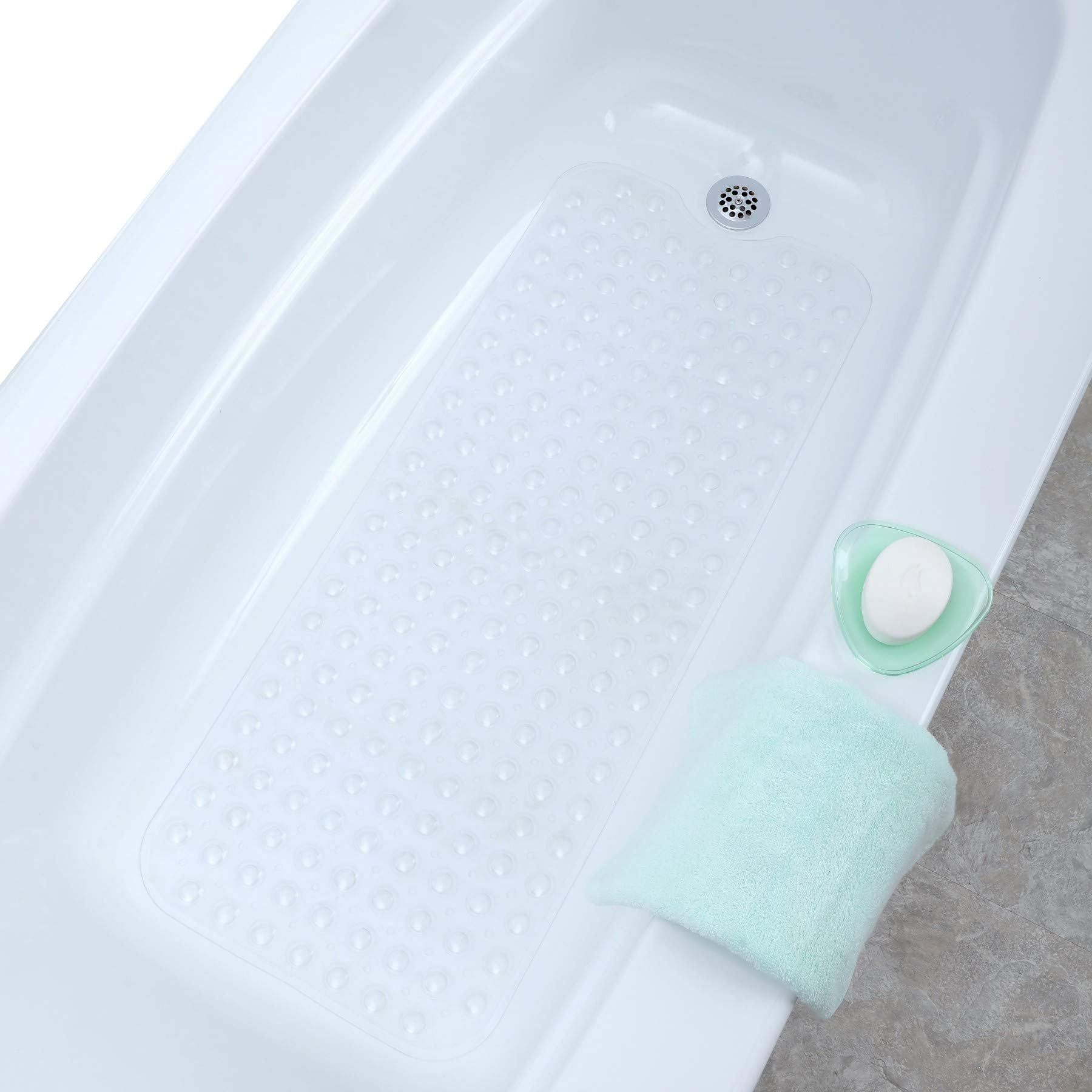 SlipX Solutions Clear Extra Long Bath Tub Mat Adds Non-Slip Traction to Tubs & Showers - 30% Longer Than Standard Mats! (200 Suction Cups, 99 cm Long Bathtub Mat)