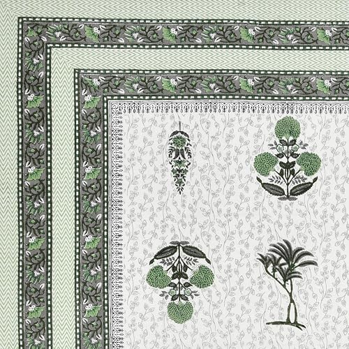 Image of BLOCKS OF INDIA 200TC Diwan Set Cotton 8 Piece | Deewan Printed Bedsheet Sets For Living Room Hall (Set of 8 Piece, 1-Bed Sheet | 2-Bolster Cover | 5-Cushion Cover (Color 25),Multicolour