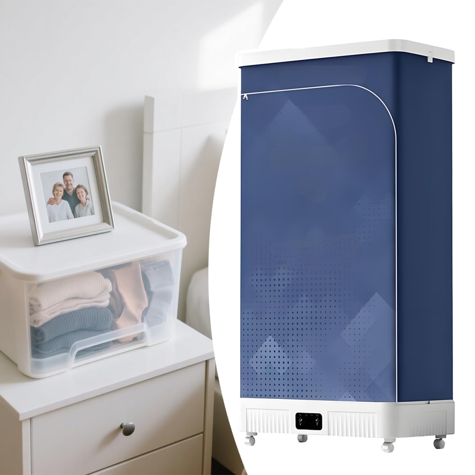 Secadora De Ropa Plegable Gran Capacidad 500 L Espacio, Circulación De Aire Caliente 3D Y Secado Suave a 65°c. Modo Ahorro Energía. Calefacción PTC De 1300 W Un Secado Rápido