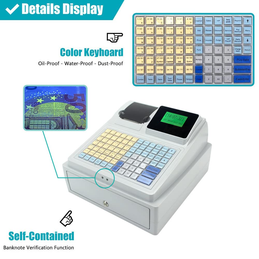 Caisse Enregistreuse Avec Caisse Et Imprimante Thermique, Caisse Enregistreuse Multifonction, Idéale Pour Le Commerce De Détail Ou L'hôtellerie, Facile à Installer Et à Utiliser,cashregister