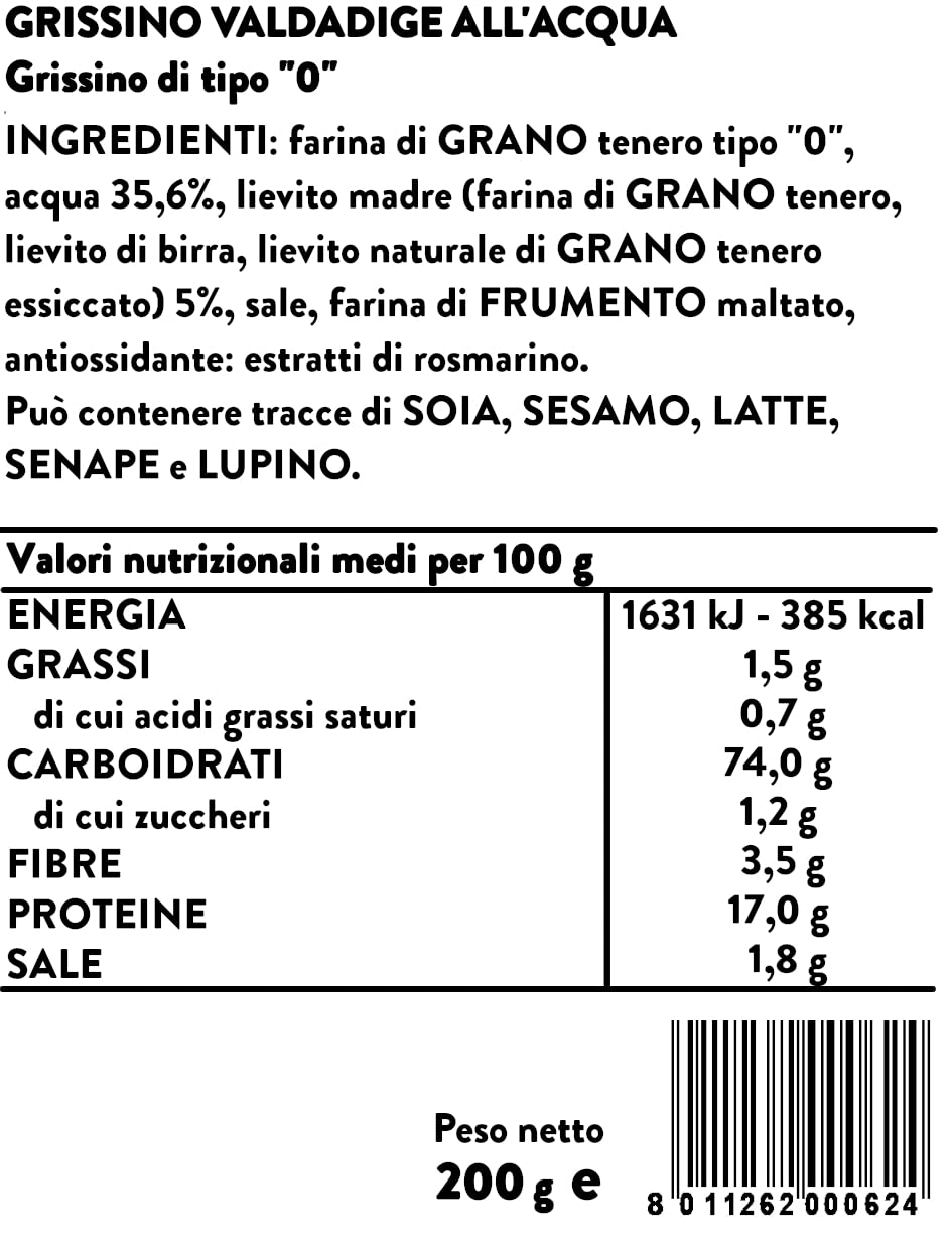 Panificio Zorzi - Grissino Valdadige all'Acqua a Basso Contenuto di Grassi - pacco 10 confezioni da 200 g