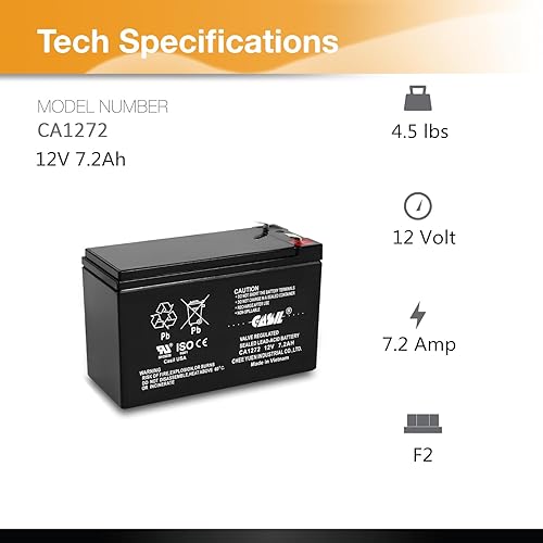 Miniatura 2 de Casil Batería de repuesto de 12V 7.2Ah compatible con alarma First Alert ADT
