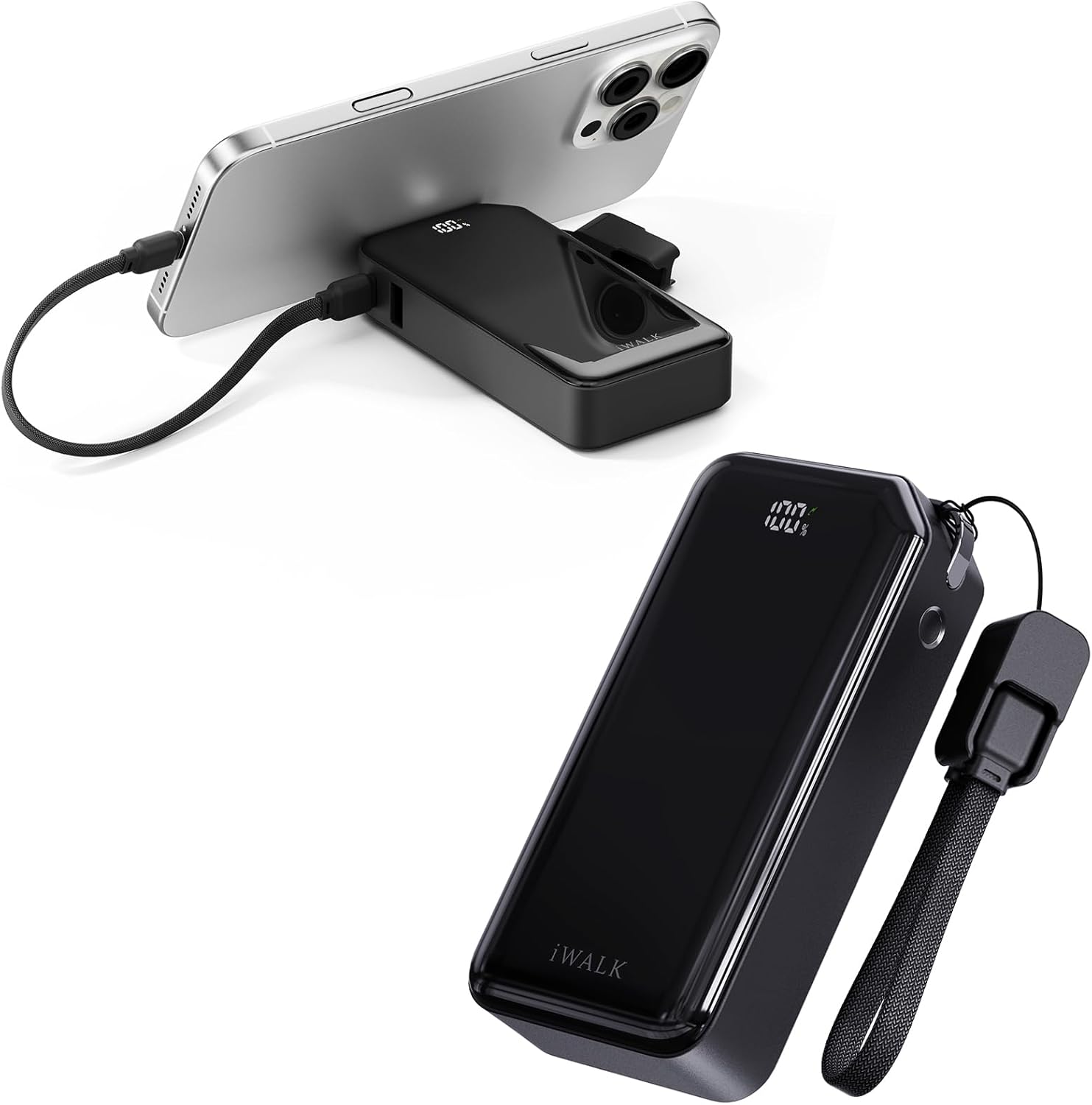 iWALK Portable Charger, 10000mAh 45W PD Power Bank, USB C in&Out Fast Charging Battery Pack with Phone Stand, Travel Essential Powerbank for iPhone 17 16 15 14 13 12 Samsung S25 MacBook etc,Pink