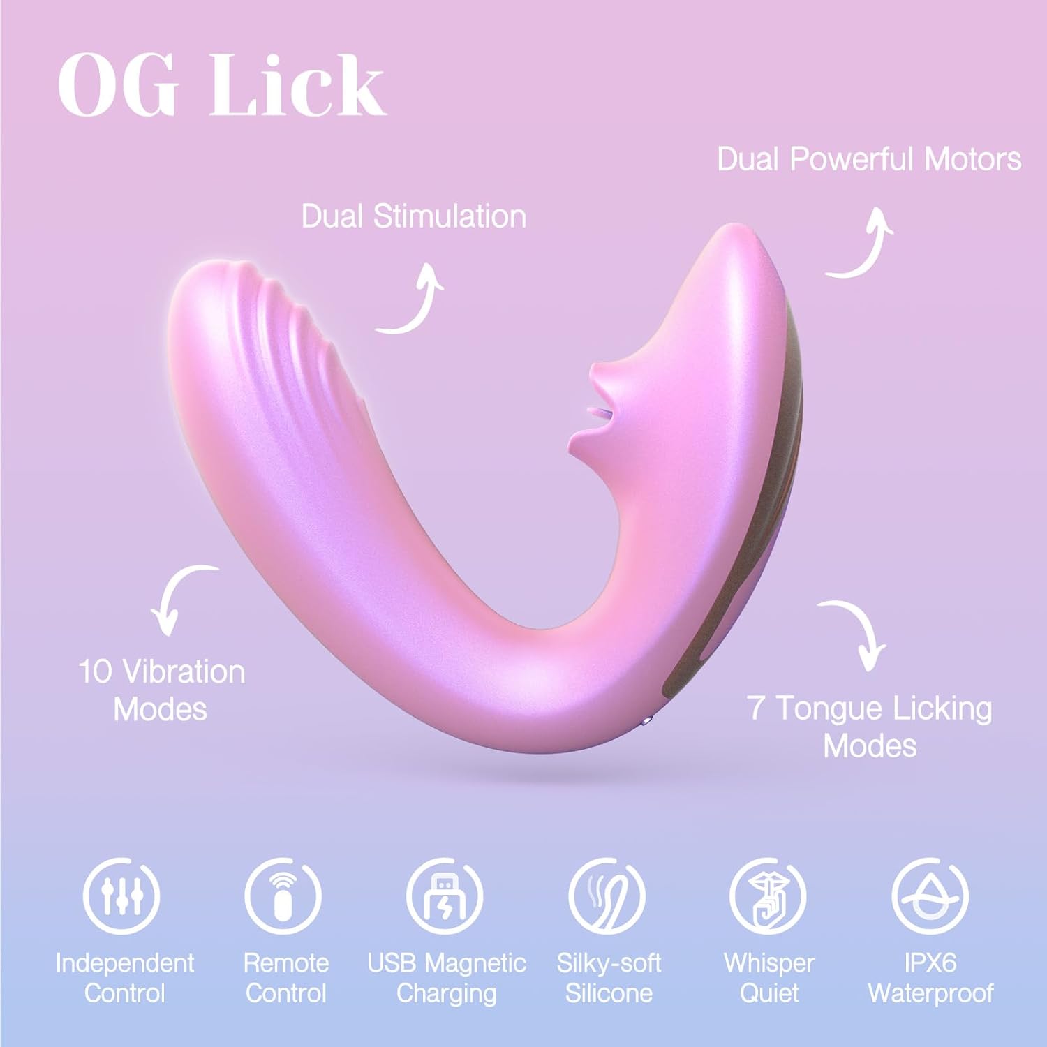 Tracy's Dog Clitoral Licking G Spot Vibrator, Tongue Adult Toys with Remote Control for Women Couple Play, Vibrating Sex Toy for Double Stimulation with 7 Licking & 10 Vibration Modes