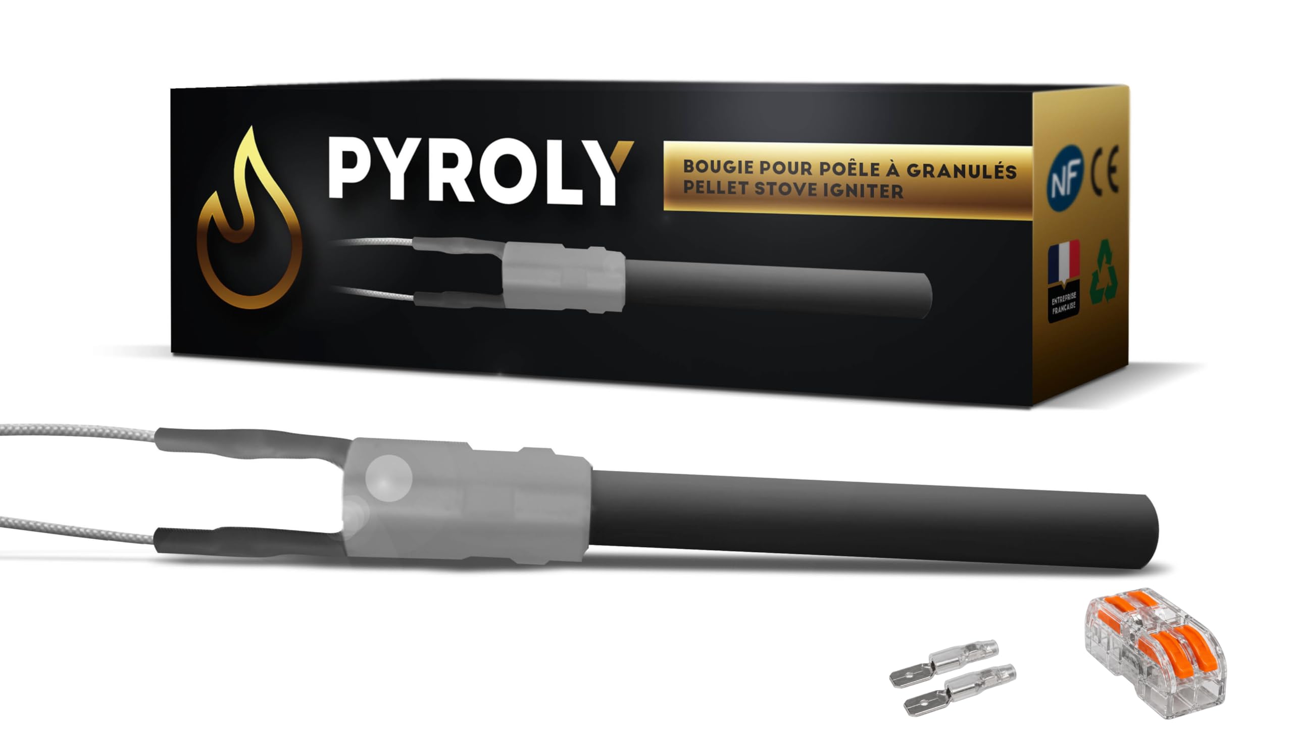 Vela cerámica para estufa de pellets 111/78 mm – Ø11,55 mm – 300 W – lisa | Compatible con EDILKAMIN / PALAZZETTI / Fundición / RAVELLI / TRESCO - Calidad superior con conectores