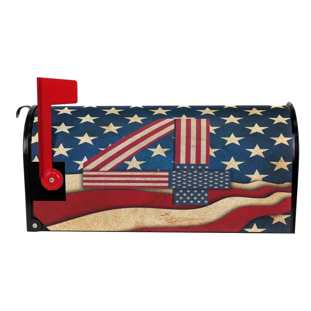 WOOR 4th of July Independence Day America USA Magnetic Mailbox Cover MailWraps Garden Yard Home Decor for Outside Oversized-25.5