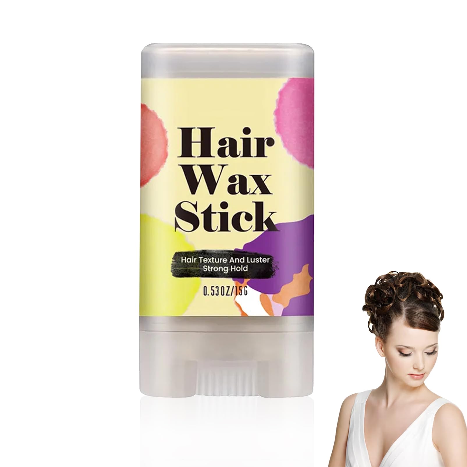 Mini Hair Wax Stick, Flyaway Hair Stick Hair Wax Stick Edge Control Anti-Frizz Non-greasy, Hair Pomade Stick for Flyaways Edge Frizz Hair,15g (Transparent)