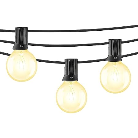 Beams 1W G40 Globe Bulb LED Weatherproof Indoor/Outdoor String Lights, 25 ft, Black