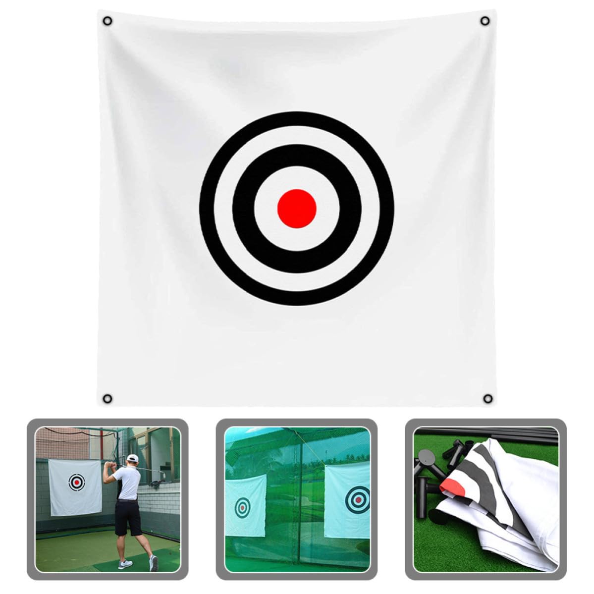 SHINEOFI Segeltuchnetz Golf Zielübung aus Canvas Weiß Leicht und Robust für Schlag und Schwungtraining Übungsnetz für Familienfeier und Training