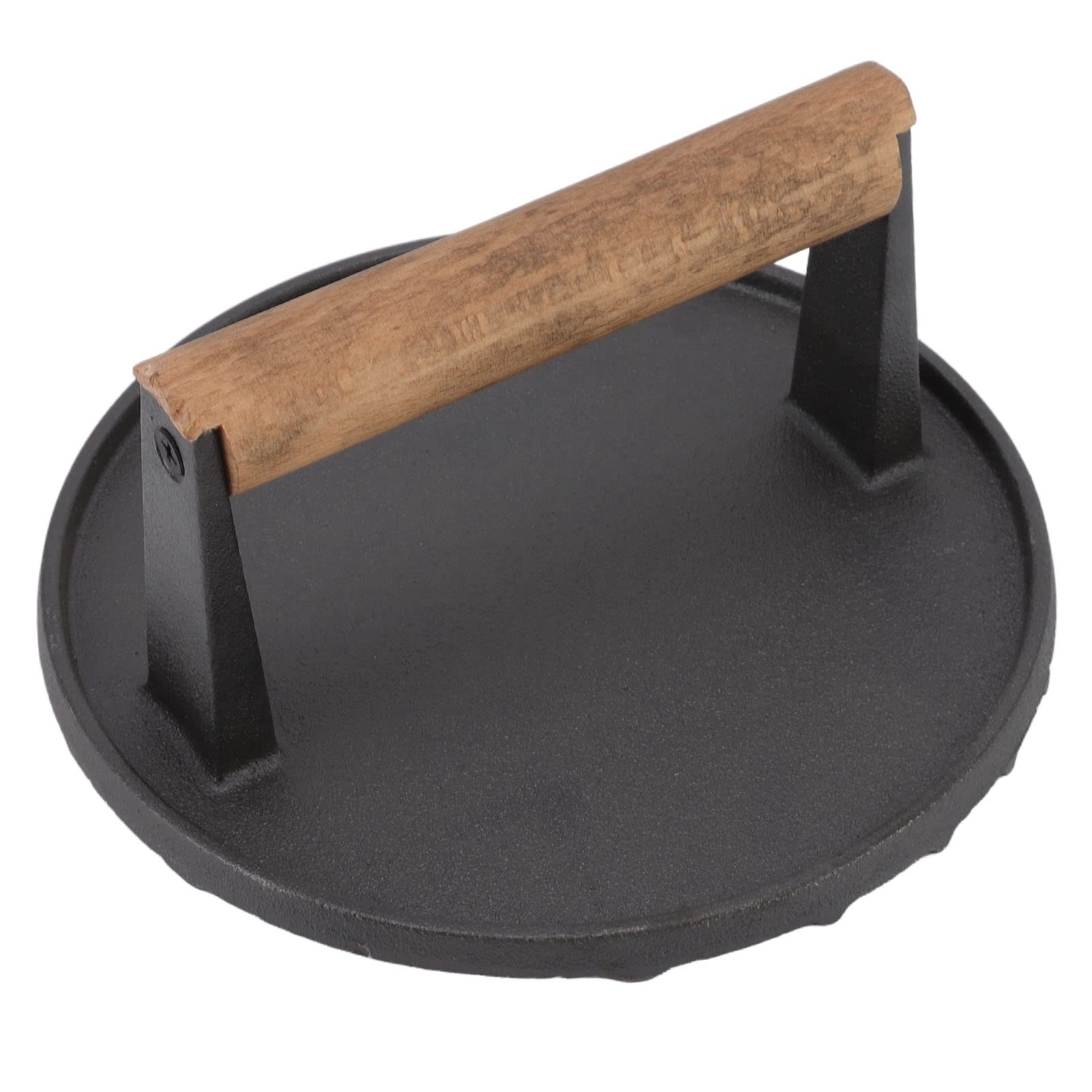 Presse à gril en fonte de 3 lb avec poignée en hêtre pour la cuisson des steaks et bacon