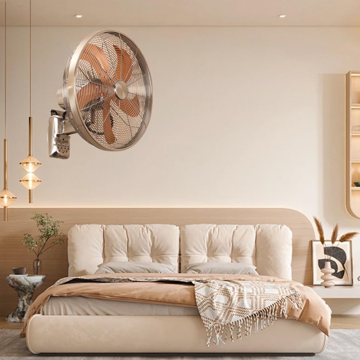 D'oro, Ventilatore da parete da 16" con telecomando, ventilatore silenzioso ventilatore da parete per soggiorno in casa e in ufficio e dormitorio universitario