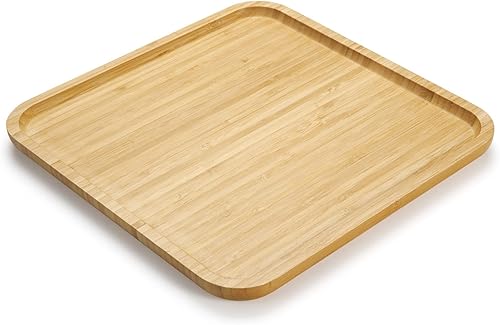 Miniatura 21 de Platos de bambú, bandeja cuadrada de madera, bandeja de servir de madera, tabla de servir charcutería, tabla de queso (9.8 pulgadas)