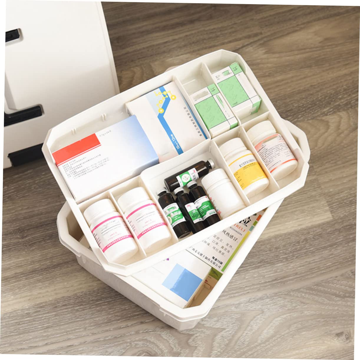 1pezzi Scatola Portatile Per Medicinali Capacità Con Maniglia Organizer Multiuso Per Casa e Ufficio Robusta e Durevole Perfetta Per Pronto Soccorso e Stoccaggio Medicinali