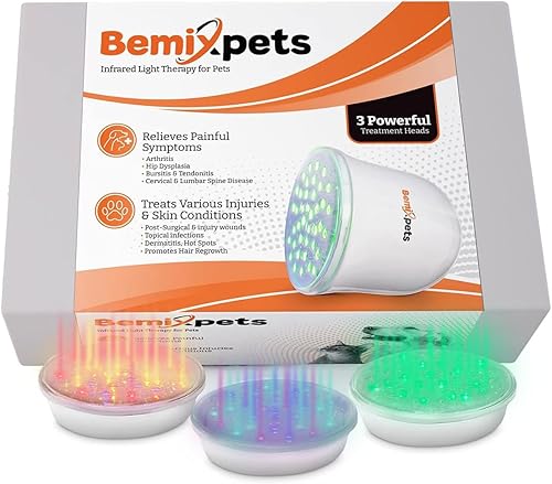 Dispositivo de terapia de luz LED infrarroja para mascotas, para perros y gatos, 3 cabezales de terapia incluidos para curar heridas, infecciones de