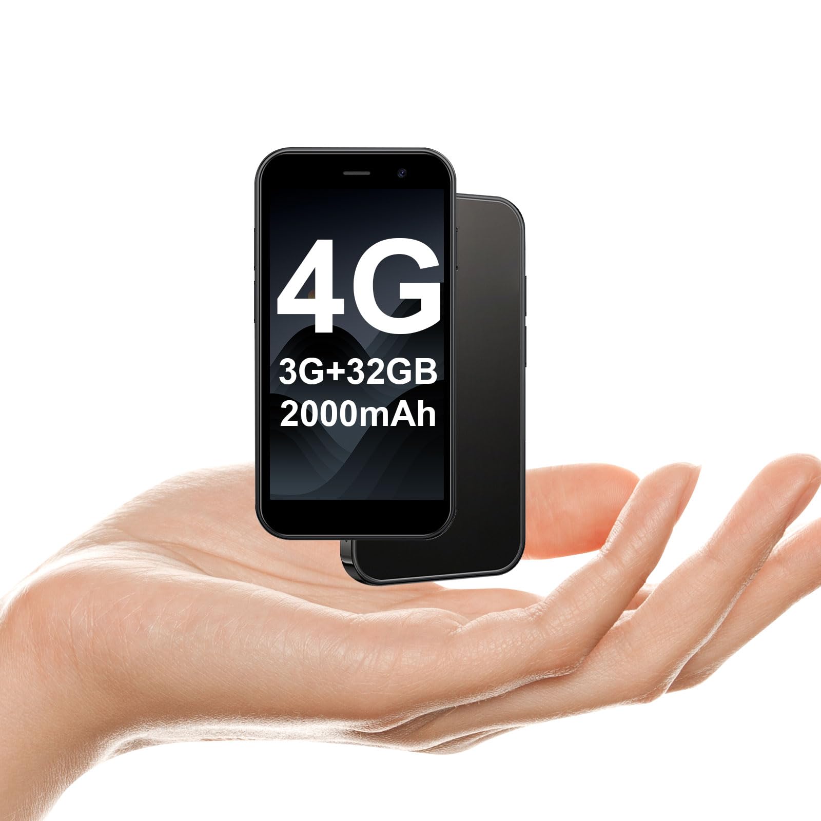 Mini Phone 4G Unlocked World's Smallest Mini Smartphone 3.0'' Touch Screen Compact Mobile Phone for Kids & Students 2000mAh Battery Cell Phone with Dual SIM Quad Core Face ID GPS 3GB+32GB Black