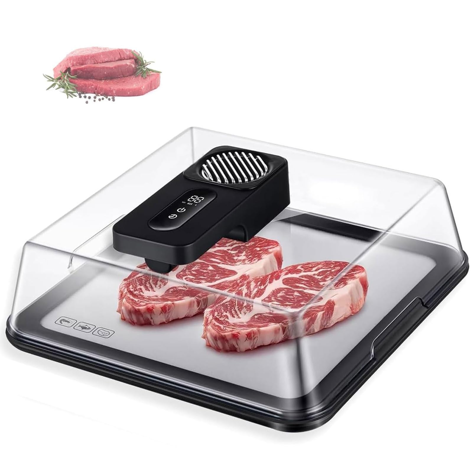 FHRKA Defrosting Tray for Frozen Meat,4.2L Rechargeable Food Defrosting Box,USB Rechargeable Meat Defrosting Box with Lid