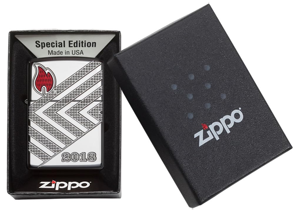 Zippo Briquet tempête – Édition annuelle, Finition Armor Chrome Brillant Poli Miroir, Gravure Profonde avec Incrustation époxy – Rechargeable – Réutilisable – Design Coupe-Vent – Boîte Cadeau
