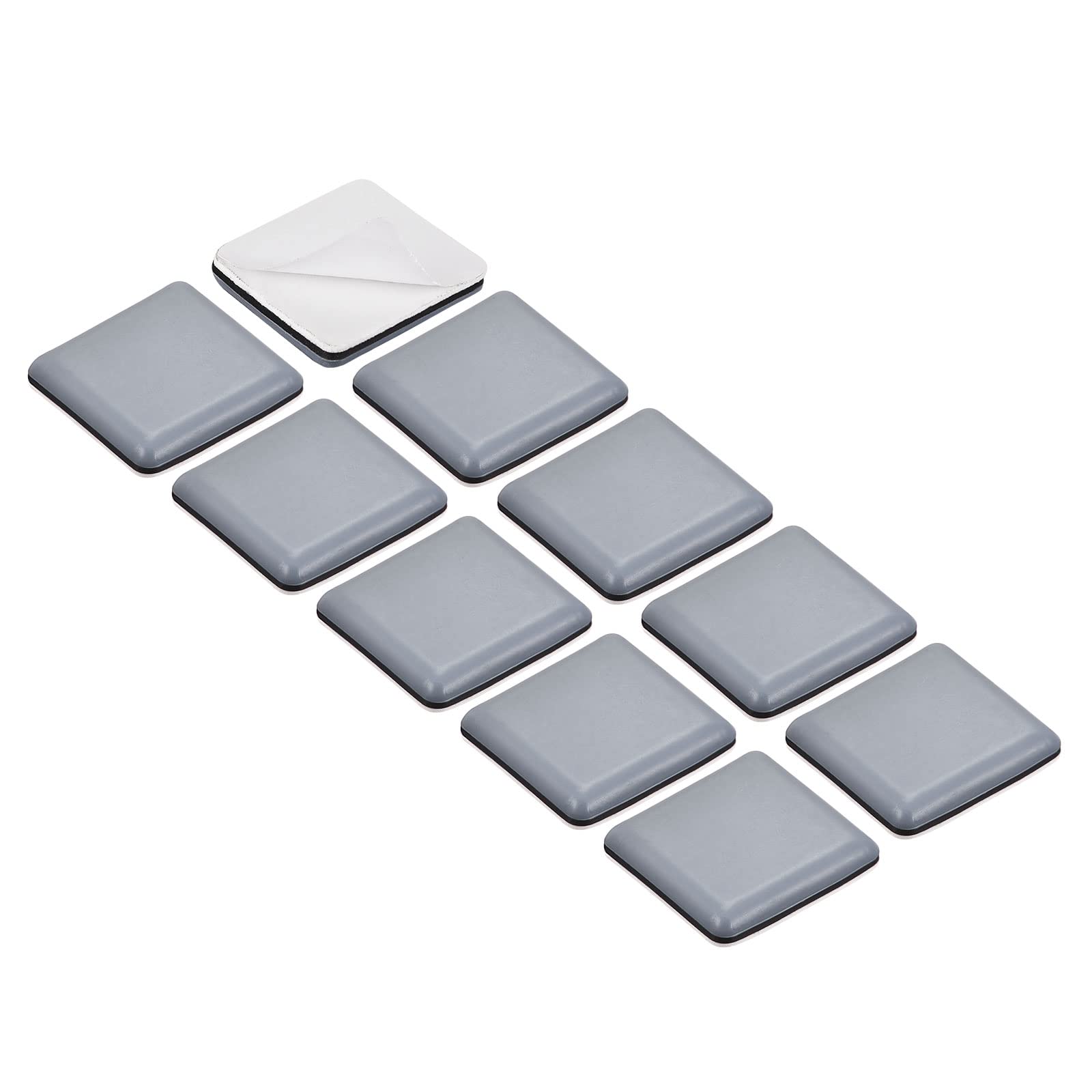 METALLIXITY PTFE Furniture Slider Gliders (1 3/8inch) 12Pcs, Square Self-Adhesive Floor Protector Pads - for Furniture Carpets