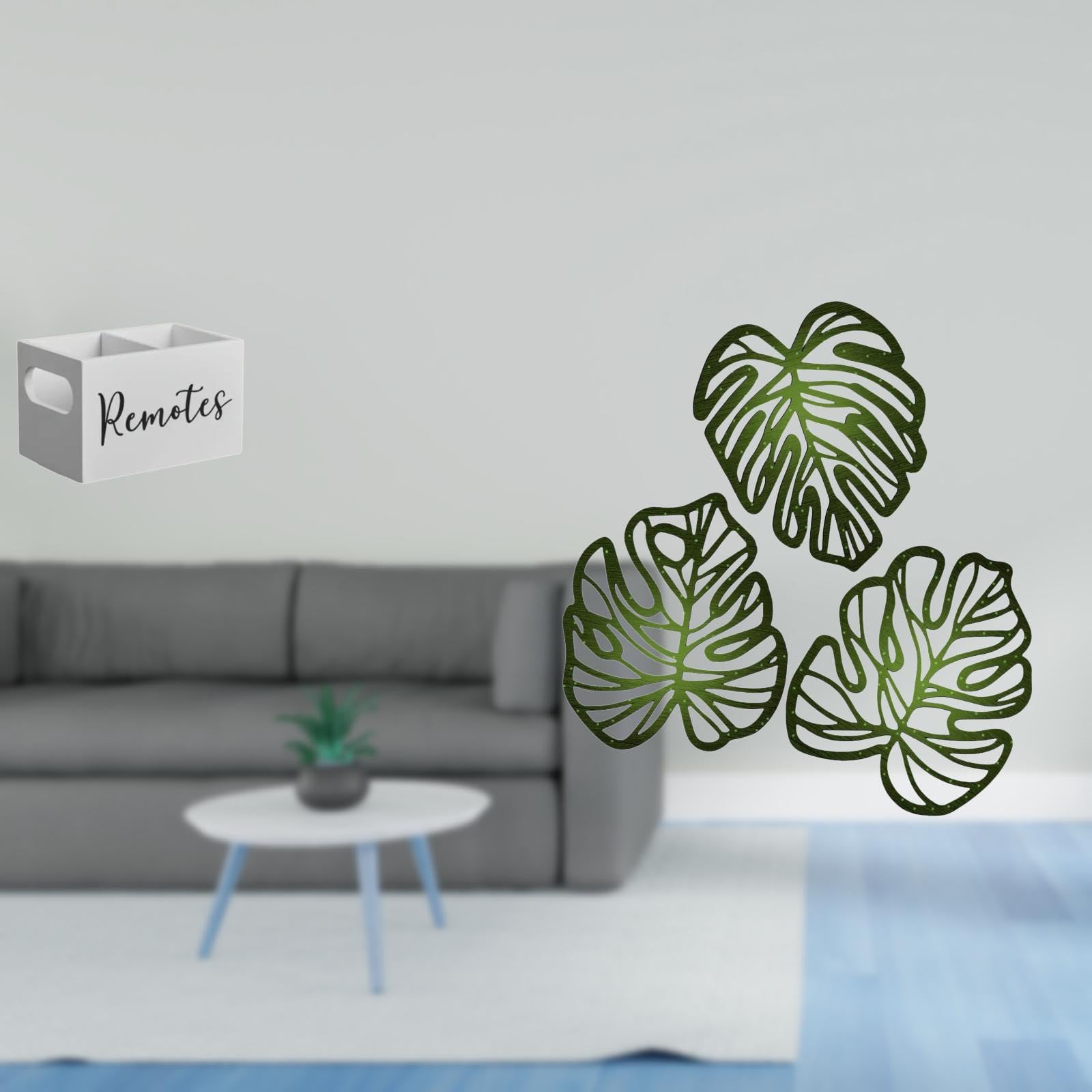 Enakshi®Retro Wooden Remote Organizer with Palm Leaves Wall Art Creative Tropical Décorfor Table Nightstand Couch Office TV Background|Home & Garden|Household Supplies & Cleaning|Home Organization-image-30