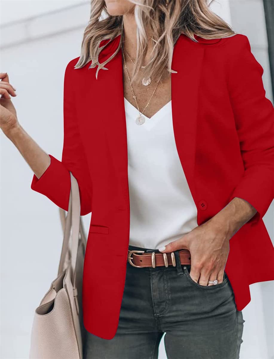 Minetom Blazer Donna Maniche Lunghe Tinta Unita Cappotto Elegante Ufficio Business Blazer Gilet Tailleur Giacca con Bottoni