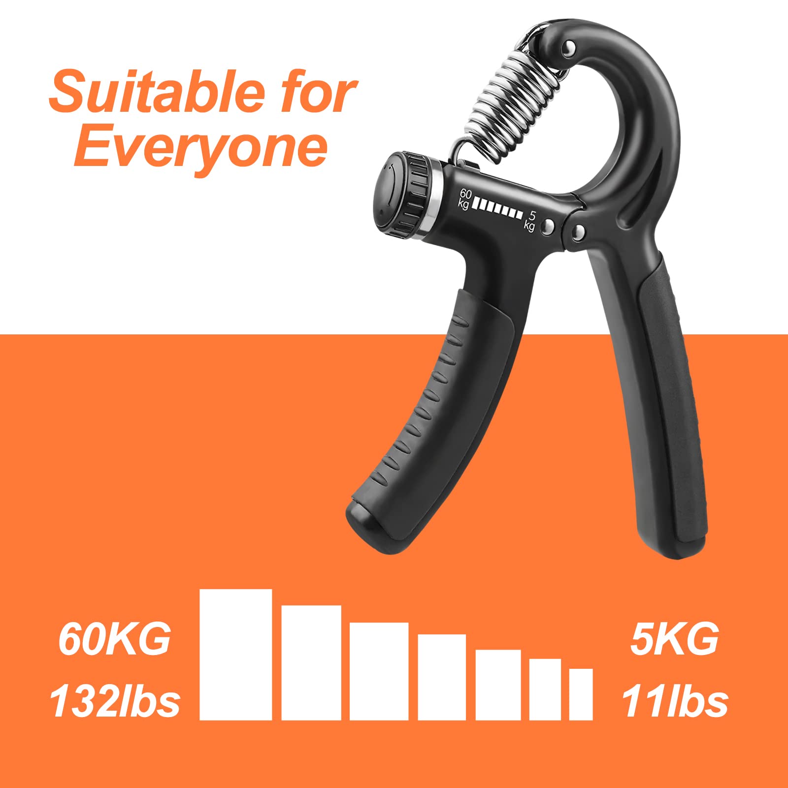 Poignée De Renforcement Avant-bras Réglable Burakh 5-60kg Pour Sport Et Musculation