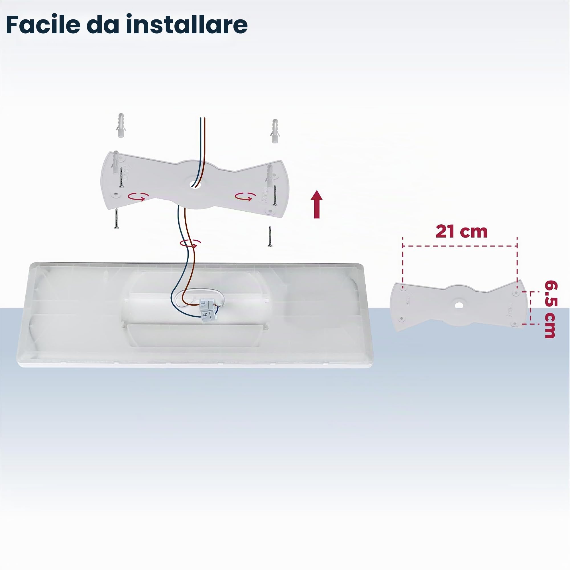 BestLuz Lampada da soffitto a LED, a tre livelli, CCT, 3000 K/4000 K/6500 K, 58 x 20 cm, 24 W, 3000 lm, IP44, con effetto retroilluminazione, pannello LED per soggiorno, cucina, bagno, ultra sottile