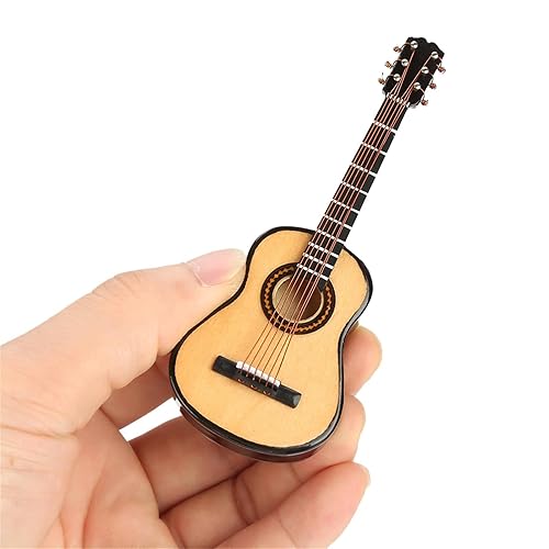 Miniature Guitar, 3.9in Wooden Tiny Guitar Decorative Model for Mini