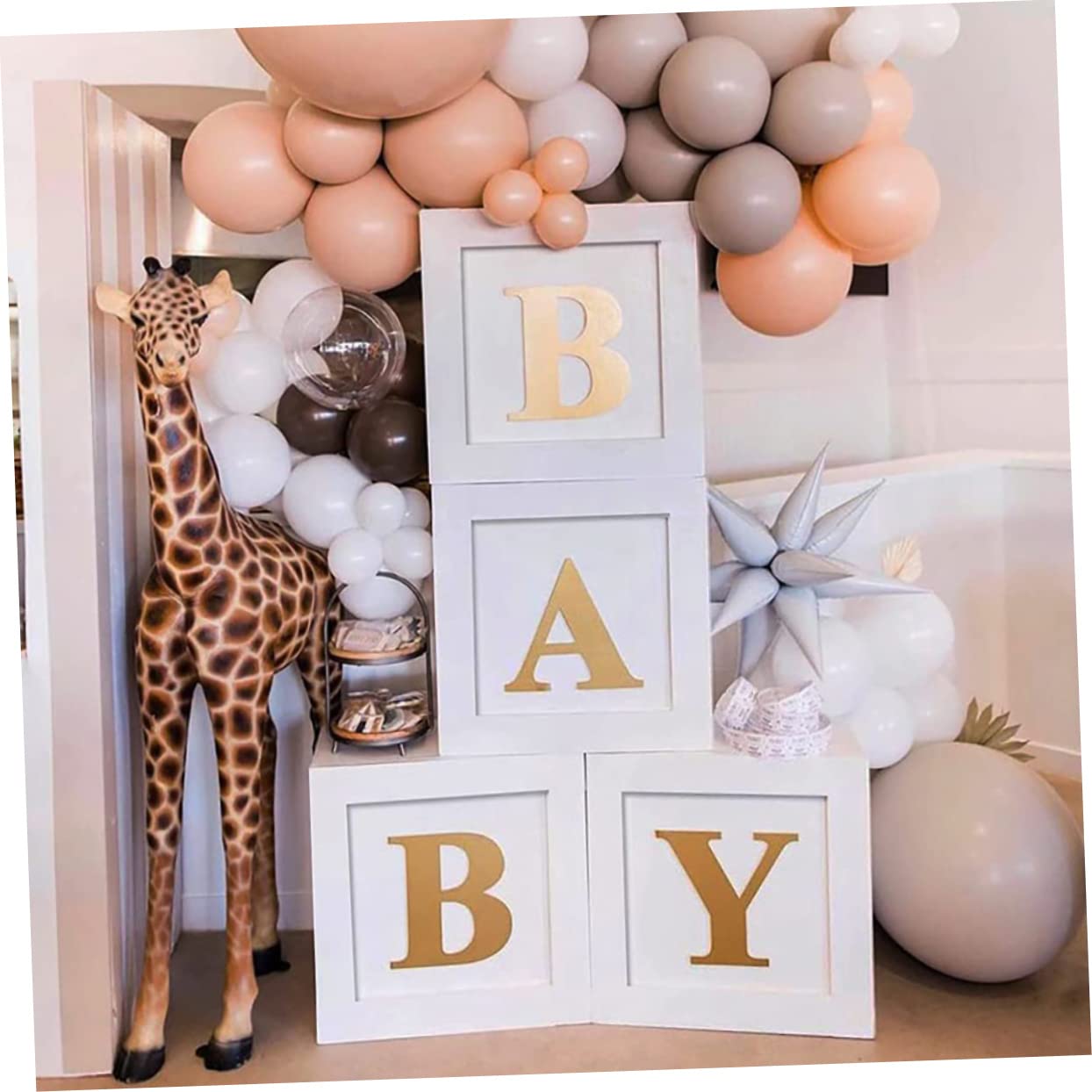 OUNONA Luftballonketten für Babyparty Dekorationen aus Papier in Weiß und Grün Babyboxen zur Shower und Gender Reveal Party Einsatz